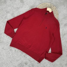 Polo by Ralph Lauren Men  s 100 Cotton 1/4 Zip Pullover Sweater Preppy in Red L