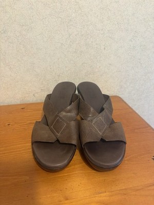 Munro Libi Women s Brown Genuine Leather Heel Slide Sandals Made in USA Size 8￼