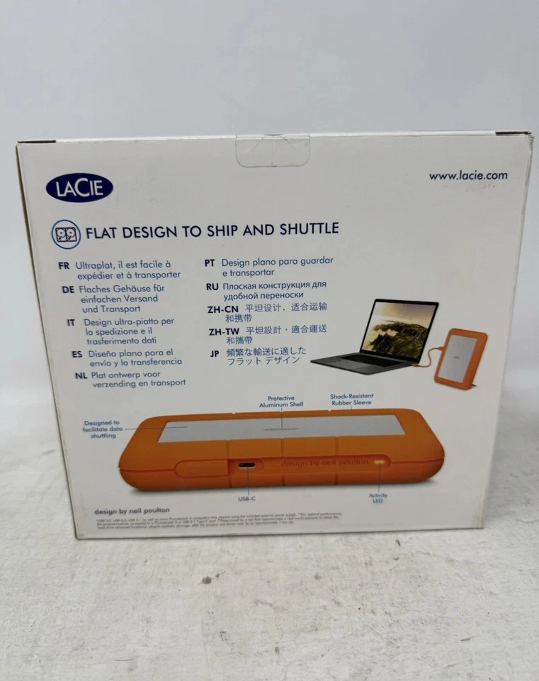 Open box LaCie 8TB Rugged RAID Shuttle USB-C USB 3.0 All-Terrain Encrypted Drive - Image 2 of 2