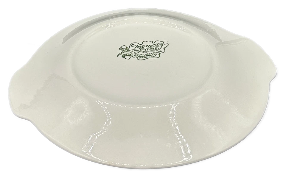 Royal China Memory Lane Pink Cake Plate Acorns Transferware Ironstone USA VTG - Image 2 of 2