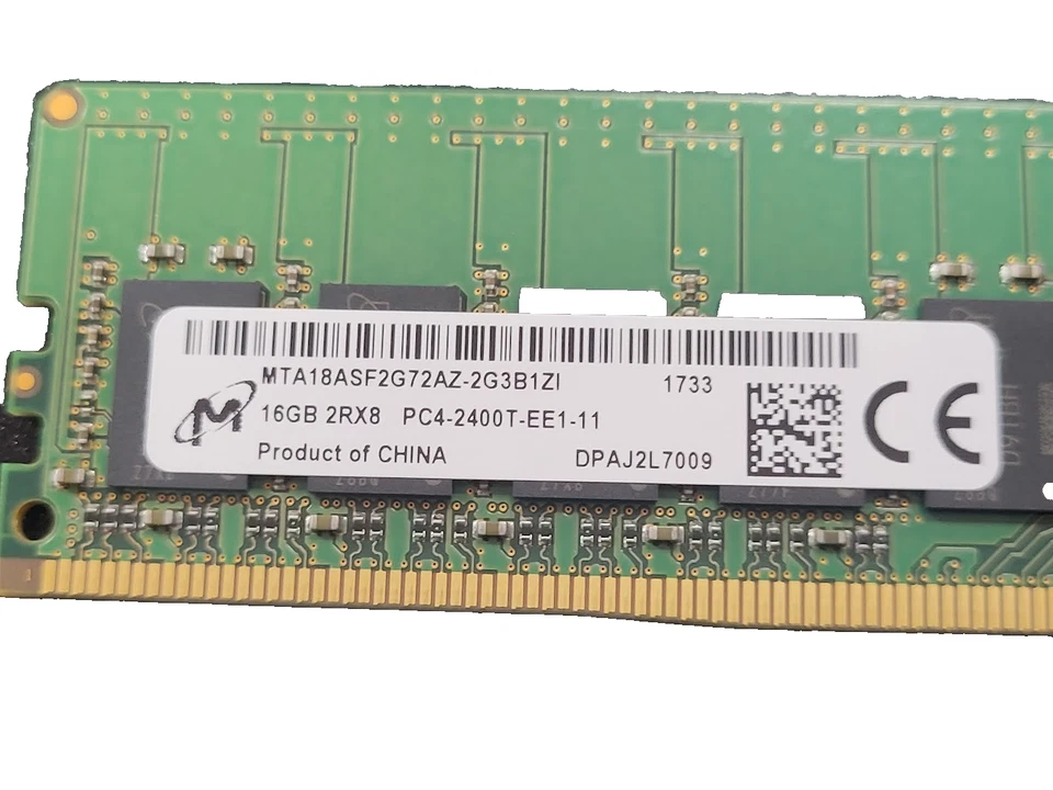 Memoria de servidor Micron 16 GB DDR4 2Rx8 PC4-2400T-EE1-11 MTA18ASF2G72AZ-2G3B1ZI #73 Foto 3 de 3