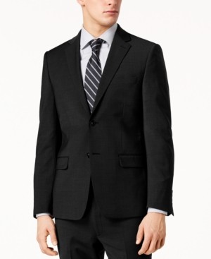 Calvin Klein Herren Skinny Fit Anzug Sakko Blazer 38 L Schwarz Solid Stretch - Bild 1 von 2