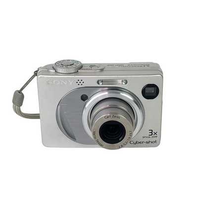 Sony Cybershot DSC-W1 5.1MP Digital Camera Silver Tested Works- Bad Battery Door