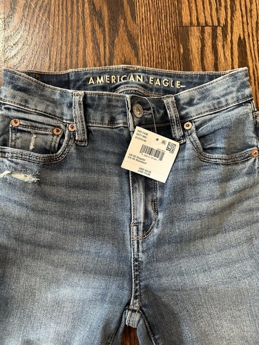 American Eagle Neu mit Etikett neu super hoher Bund ausgestellt Next Level Stretch Größe 00 normal - Bild 2 von 10