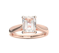 14K Rose Gold Lab Grown Diamond Engagement Wedding Ring Emerald Cut 1.50 Carat