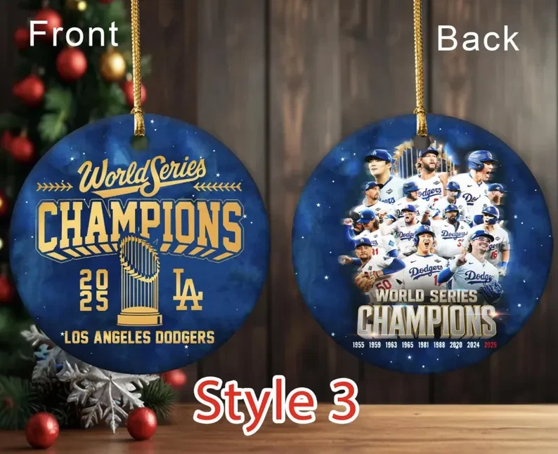 🎉 Ornamento de Campeones de la Serie Mundial de los Dodgers de Los Ángeles 2025, LA Back to Back Foto 4 de 4