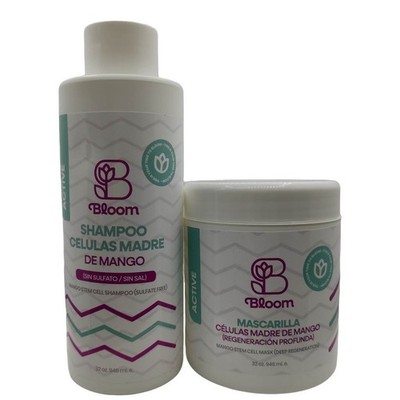Bloom Mango Shampoo and Hair Mask 2 Step Hair Care Kit Sulfate Free 32 oz