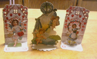 Lot of 3 Antique 3 Dimensional Stand Up Valentines Germany