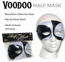 BLACK WHITE VOODOO HALF MASK Face Eye Adult Mardi Gras Mime Clown Jester Domino