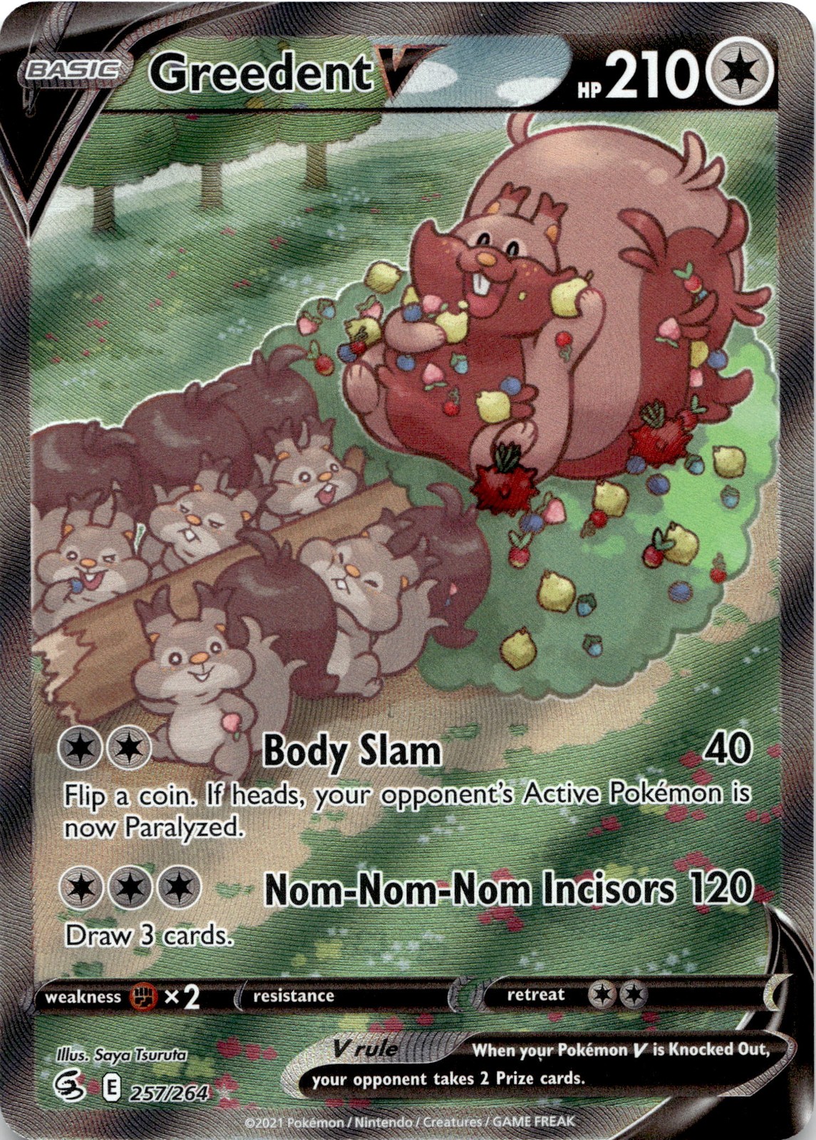 Greedent V (Alternate Full Art) Ultra Rare SWSH08: Fusion Strike 257/264 NM