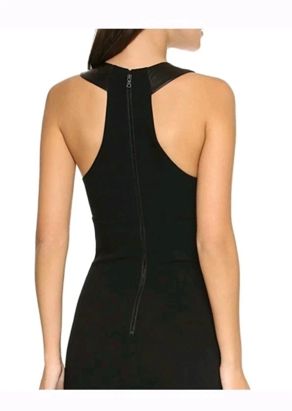 Платье-футляр Alice + Olivia Hera кожаная отделка спортивное, черное 8 - Изображение 3 из 4