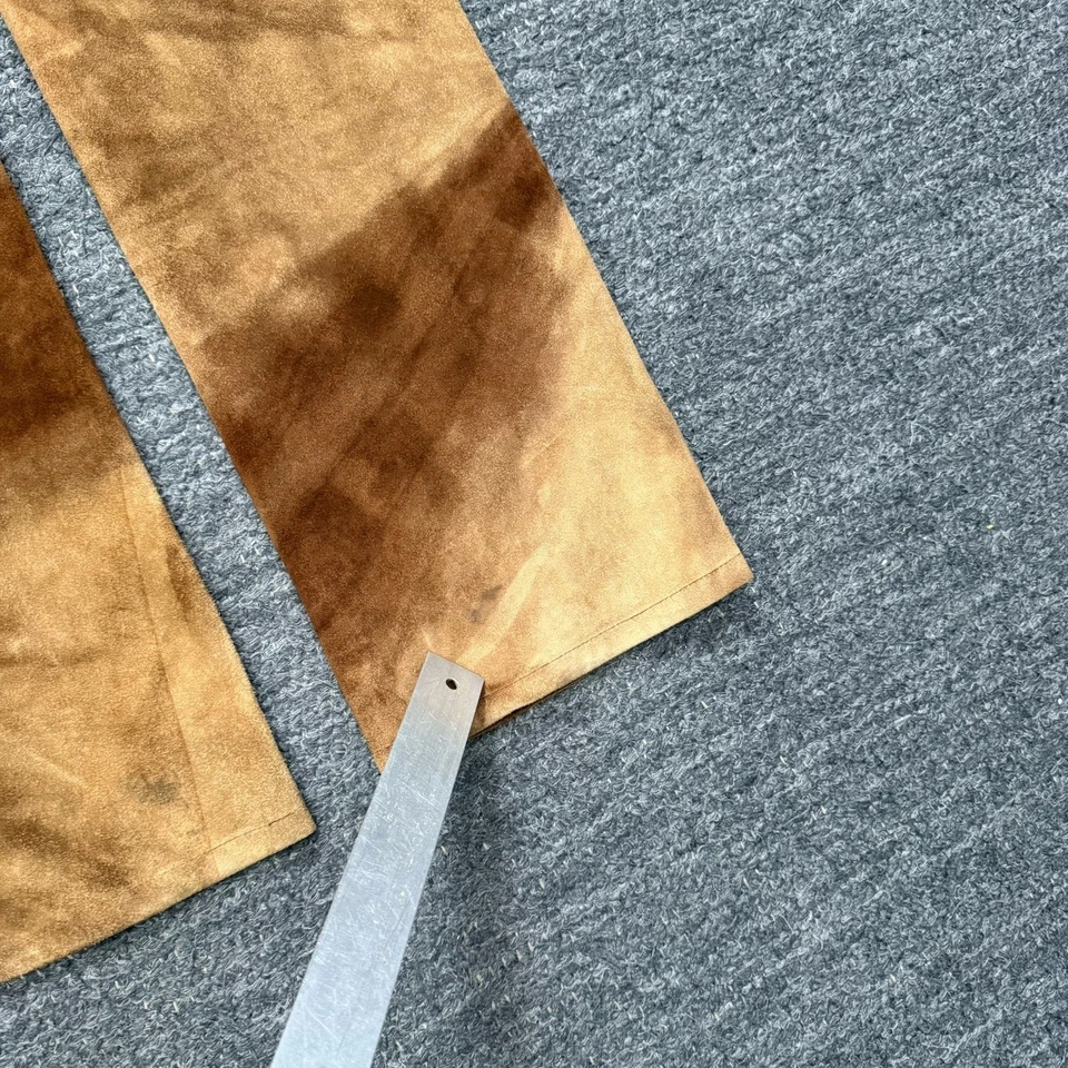 Pantalones Elements By Vakko Mujer 4 Marrón Gamuza Cuero Tie Dye Hippie Disco Y2K Años 90 Foto 3 de 4