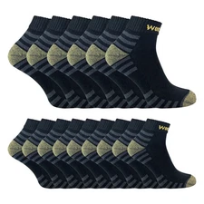 6 Pairs Cotton Mens Black Ankle Short Work Socks for Boots (SK071)