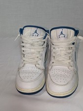 Air Jordan 1 Mid White Blue Youth Size 7Y Basketball Sneakers Shoes