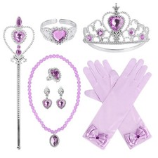 Kids Princess Dress Up Costume Accessories Set 9pcs 7Pcs Purple Princess