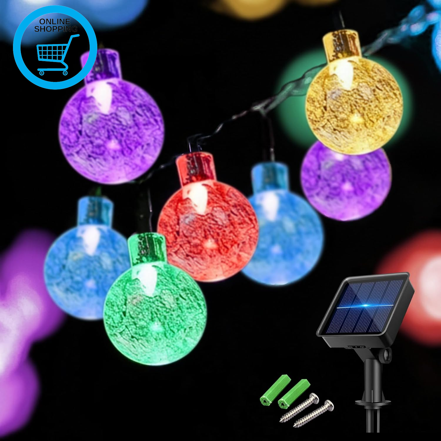 50LED 7M/23FT Solar Fairy Lights Outdoor - 8 Modes Solar String Lights Waterproo