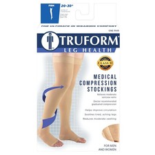 Truform 20-30 mmHg Compression Stockings, Thigh High Length, Firm, Black, X-L