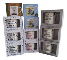 Wholesale Joblot Various Happy Birthday Golf Tractor Football Mugs x11 New Boxed