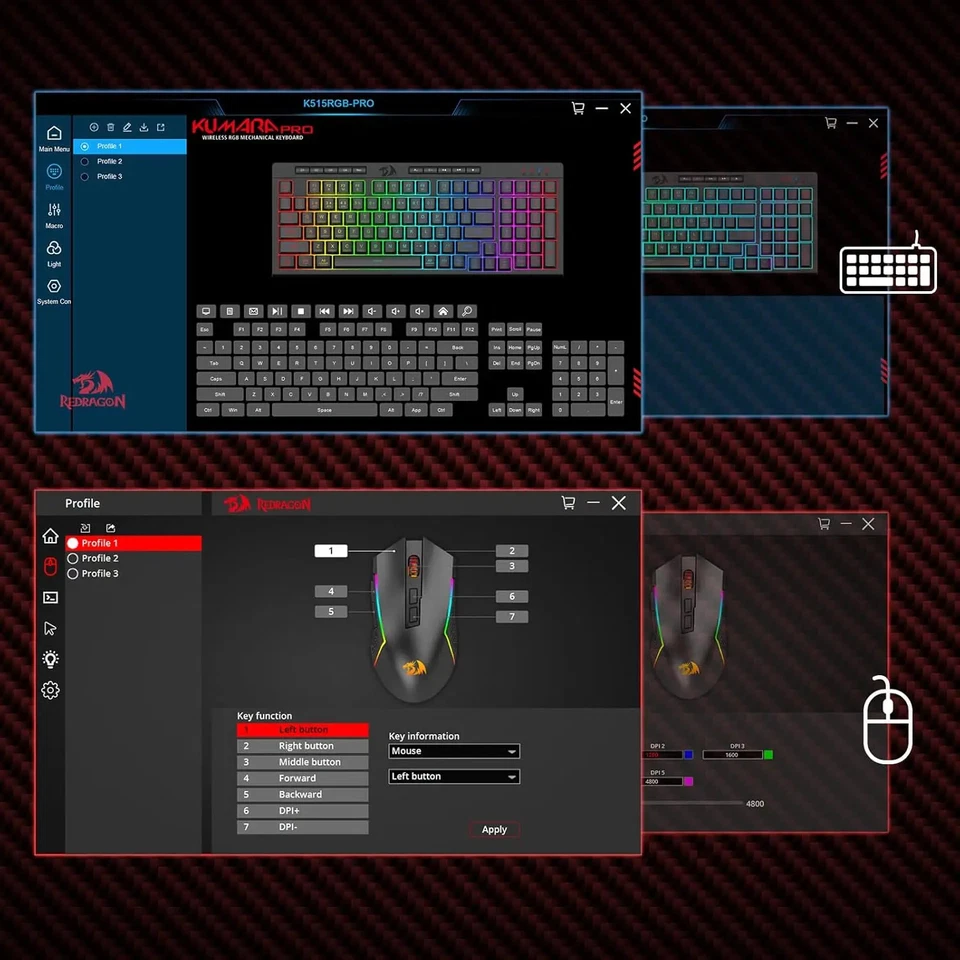 Wireless Gaming Keyboard & Mouse Combo, 98 Keys K515 PRO Wireless RGB Keyboard - Image 3 of 4