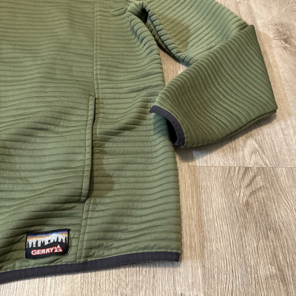 GERRY Mens Jacket Size XL Green Pullover Sweater 1/4 Snap Ribbed Long Sleeve - Image 3 of 4