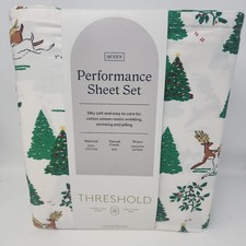 Threshold Performance 400TC Queen Sheet Set Christmas / Holidays Cotton New