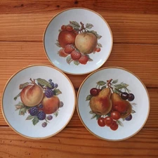Mitterteich Bavaria Germany Dessert Plates Fruit Pattern Gold Trim 7.5” Set Of 3