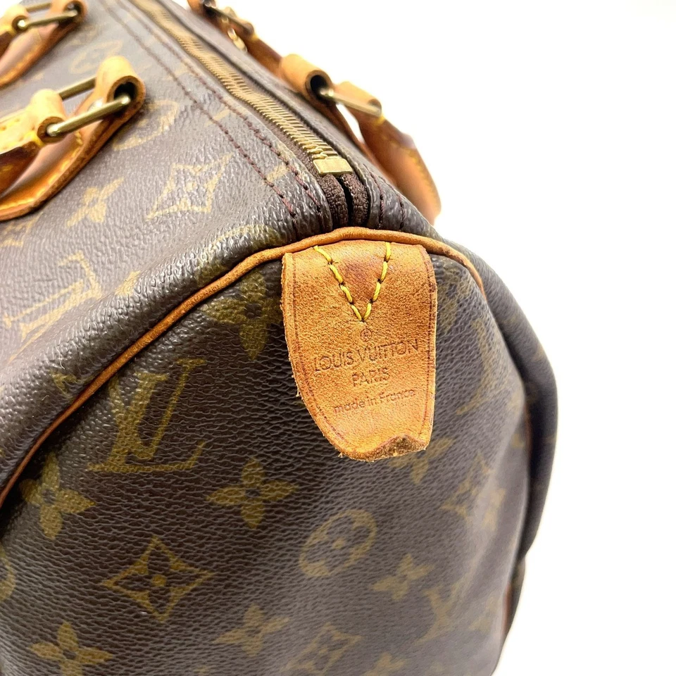 Сумочка LOUIS VUITTON Speedy 30 с монограммой монограммой кожа и ПВХ коричневая золотистая M41 - Изображение 3 из 4