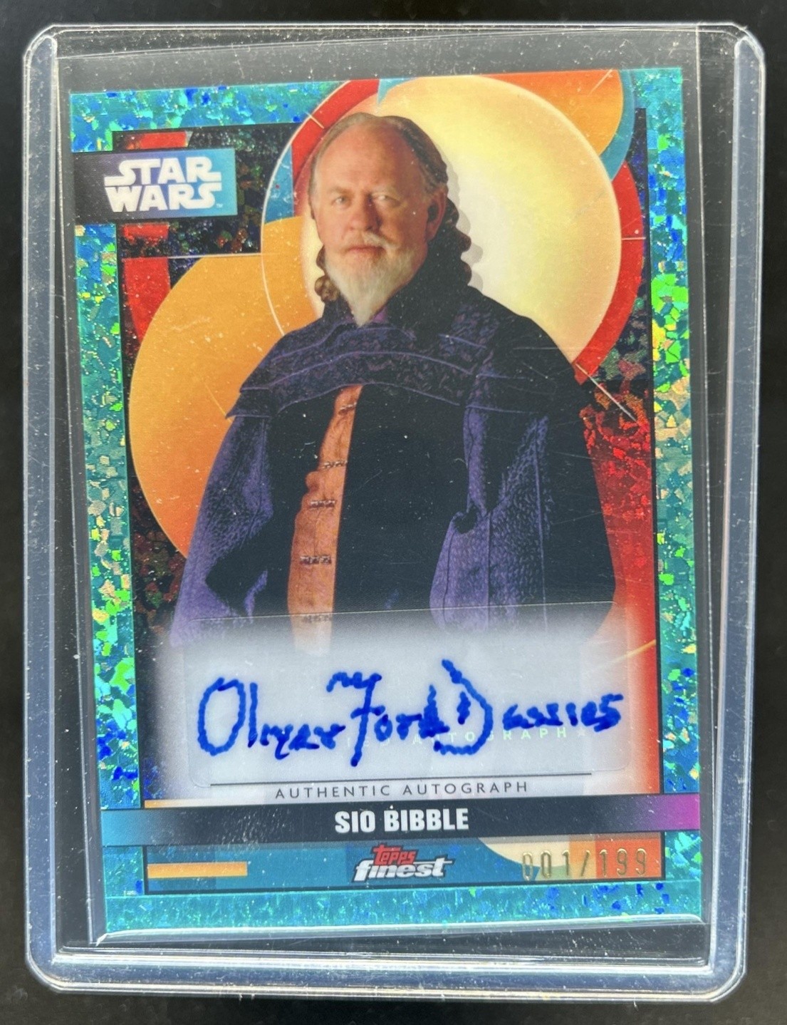 2025 Star Wars Smugglers Outpost Oliver Ford Davies Sio Bibble Auto Aqua #/199 view 1
