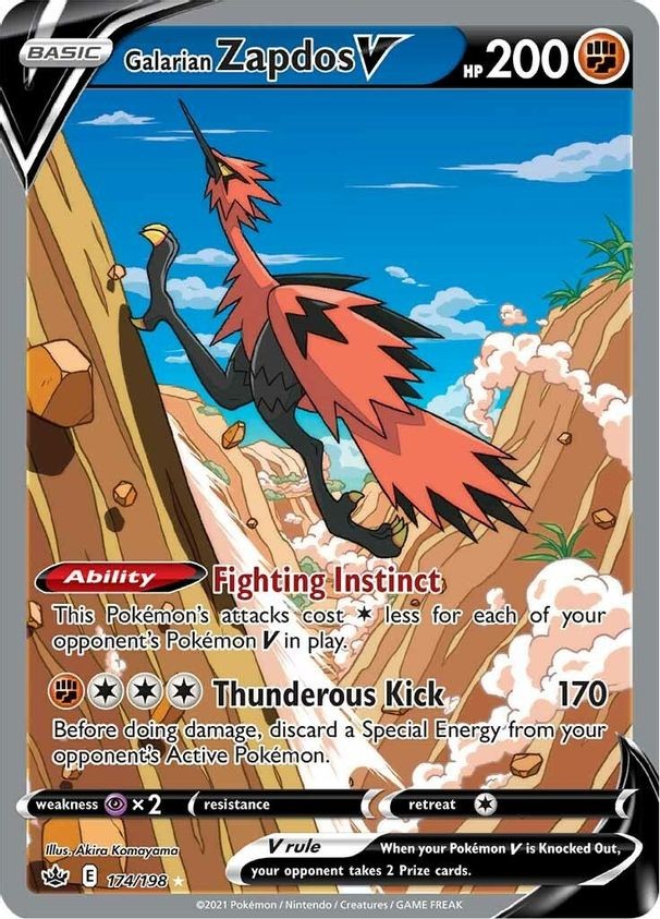 Galarian Zapdos V - 174/198 - Pokemon Chilling Reign Alternate Art Ultra Rare NM