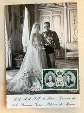 Monaco – Grace Kelly & Prince Rainier III – Carte maximum mariage royal 1956