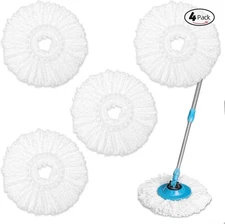 4 Pack Microfiber Mop Replacement Heads for 360° Spin Mop Universal