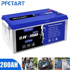 12V 200Ah LiFePO4 Lithium Battery 100A BMS for RV Off-grid Solar Camper Marine