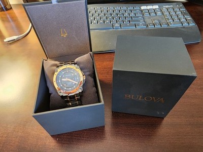 Bulova Precisionist Icon Rose Gold Gun Metal Steel Men's Watch 98D149