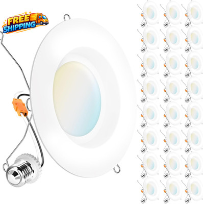 Sunco 24 Pack 6 Inch LED Can Lights Retrofit Recessed Lighting Smooth Trim 965