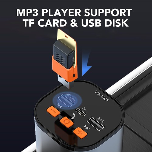 Retractable Car Charger, Bluetooth 5.3 FM Transmitter Adapter, Handsfree Call... - 第 3/7 張圖片