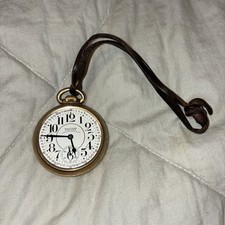 30s Waltham Vanguard 23J 6 Adj Railroad Pocket Watch 10K GF Keystone Parts Only