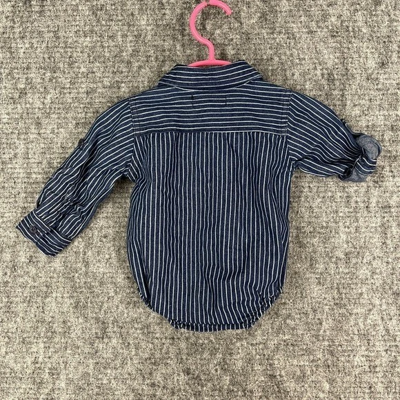 DKNY Bodysuit Baby Boys 18M Long Sleeve Pinstripe Mini Modern Classic Designer - Image 2 of 4