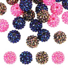 16mm Resin Rhinestone Beads, 30 Pack Sparkle Black/Rose Red/Sparkle Gold