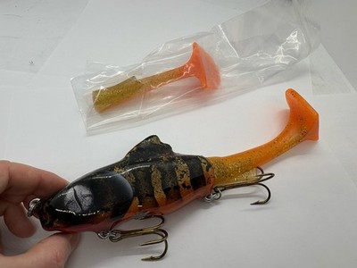 9  Zilla Custom Lures Jr. Hooker Perch Extra Tail Swimbait Crankbait Musky Lure