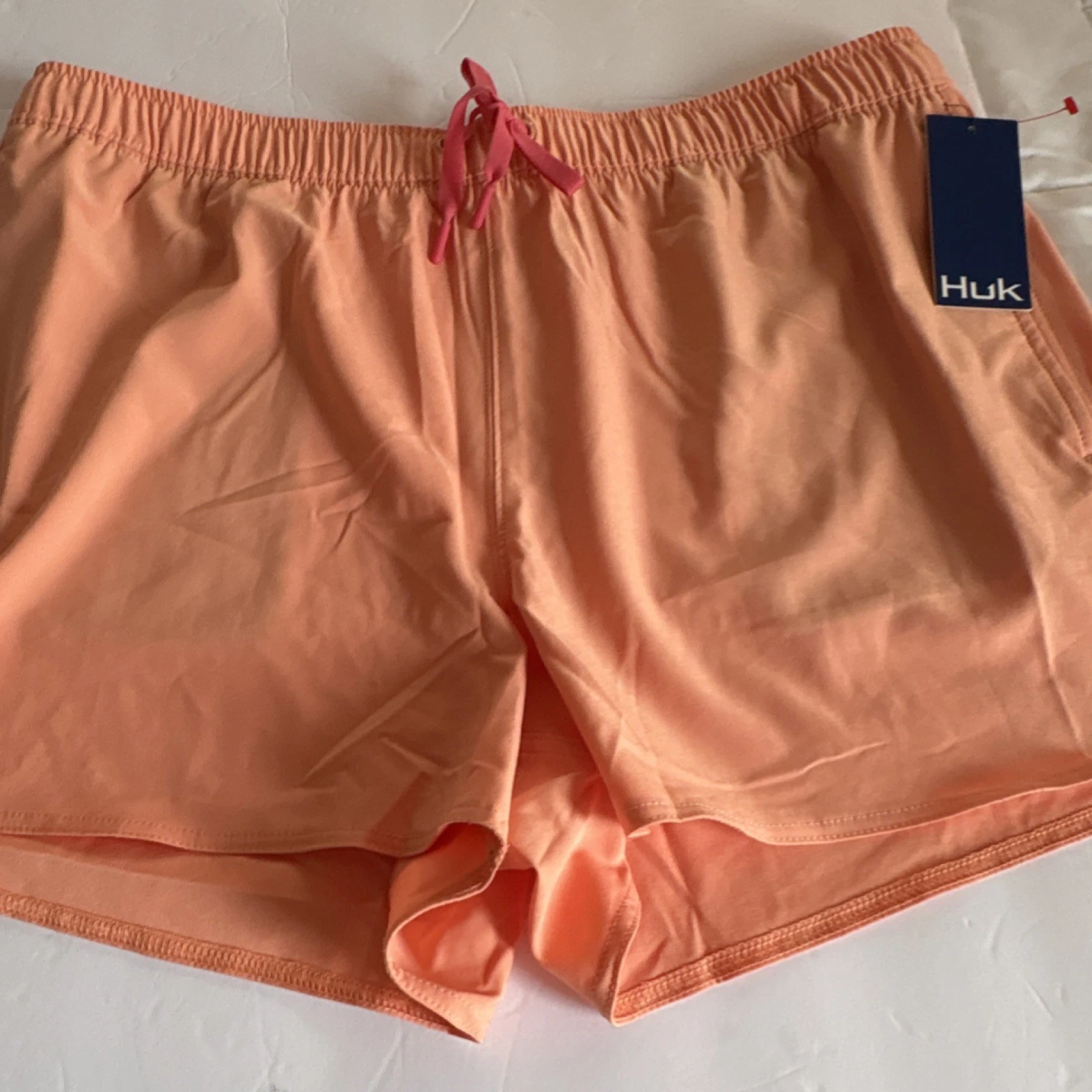 Huk Peach Fishing Shorts XL Women Drawstring Breathable Polyester Elastane