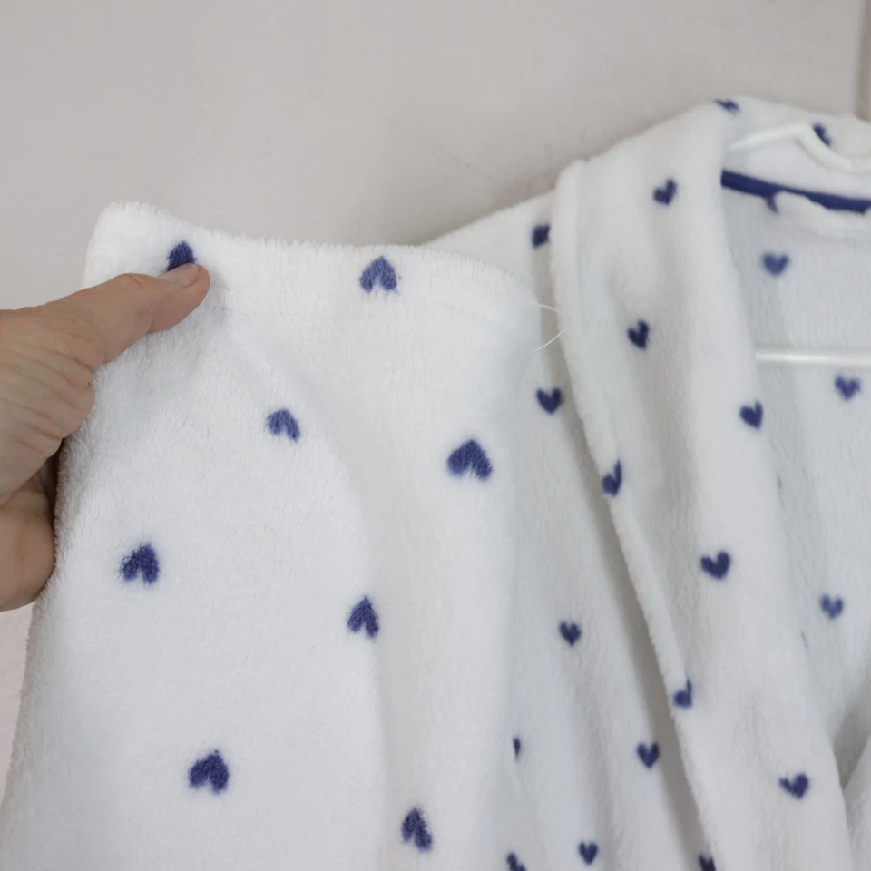 Albornoz cómodo L XL Blanco Azul Pequeño Azul Duro Interior Exterior Corbata Bolsillo Foto 4 de 4