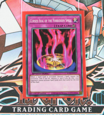 YuGiOh Trap Card Cursed Seal of the Forbidden Spell SGX2-ENC17 1st Ed  Common