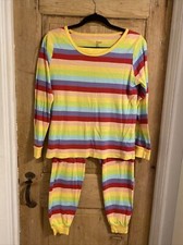 Two Piece Colorful Rainbow Color Stripes Pajamas XL Leveret Woman s