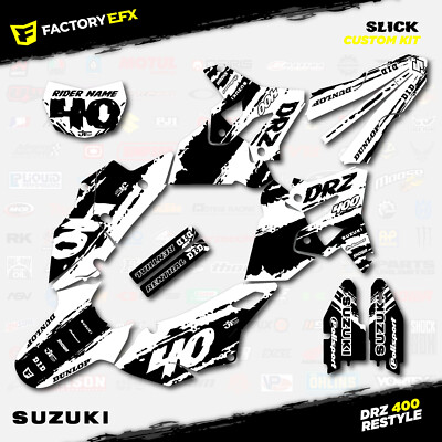 Black & White Slick Polisport Restyle Graphics Kit fits Suzuki Drz400 Drz400sm
