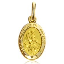 9 KT GOLD SAINT CHRISTOPHER KOSTENLOSE GRAVUR ST CHRIS ANHÄNGER CHARM MEDAILLE VERPACKT