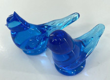 Blue Bird of Happiness -Signed RON RAY 1987  1988 Blue Art Glass Lot of 2
