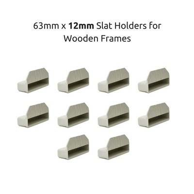 63 mm x 12 mm Tiefe Einzelbettlattenhalter / Kappen für Holzbettgestelle - Grau 