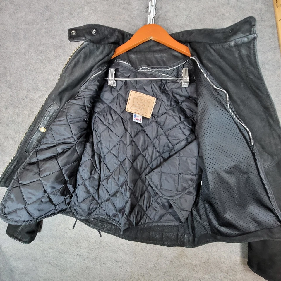 Walter Dyer Jacket Womens Medium Black Full Zip Made in USA Motorcycle - Image 2 of 4
