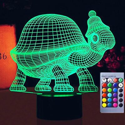 3D Turtle Night Light Led Decor Table Desk Optical Illusion Lamps 16 Color Chang