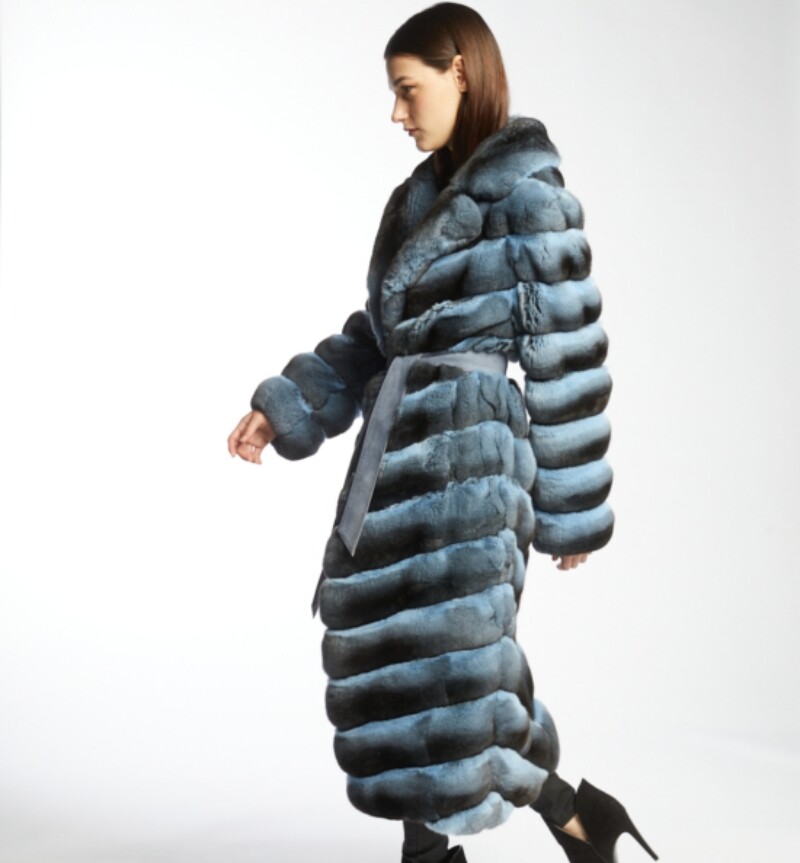 Fashion Women Real Rex Rabbit Fur Coats Natural Chinchilla Lapel Winter ...